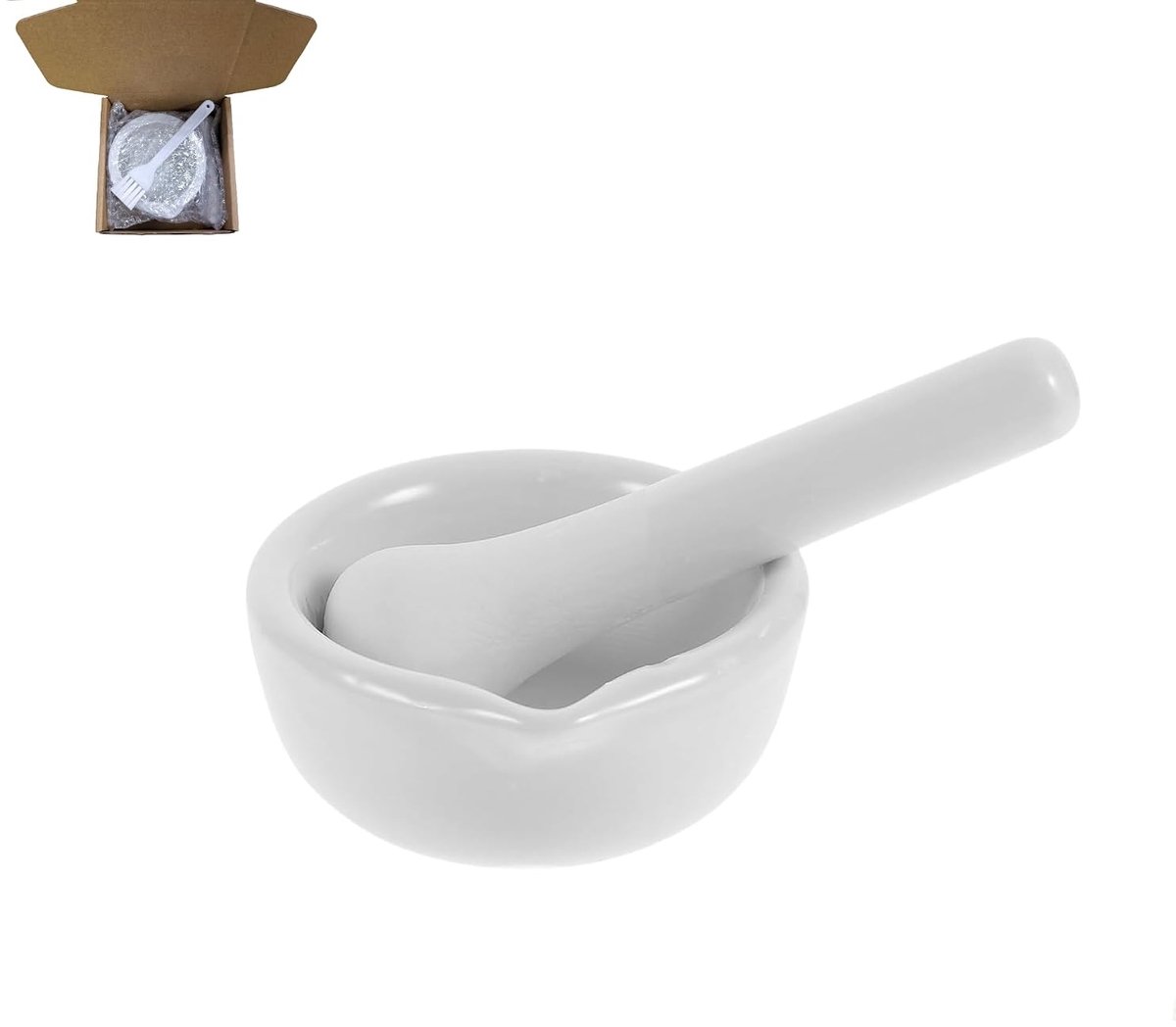 Set van moerstampers met stamper Mortar with Pestle, Kleine porseleinen moerstamperset Keramische kleine kruidenkom Pesto Keukenmortel geschikt voor huishouden en laboratorium (3.1 inch)