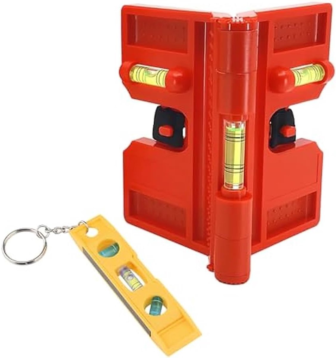 paalwaterpas, magnetische hoekwaterpas, draagbare magneet waterpas, verstelbare hoek, rood, met mini-waterpas, voor gebruik in hoogbouw, timmerwerk, hekwerk