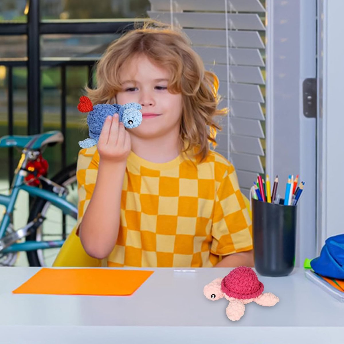 Haaknaaldenset voor beginners, 2 stuks, schildpad, breiset, dierenhaakset met video-instructies, haaksets voor kinderen en volwassenen, doe-het-zelf haakaccessoires, cadeau, haakset