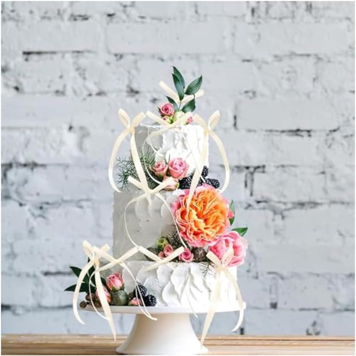 Strikken set voor taart - kant-en-klare taartdecoratie strikken in geel - voor cake, cadeau & party - ideaal voor verjaardag, bruiloft, Valentijnsdag en babyshower