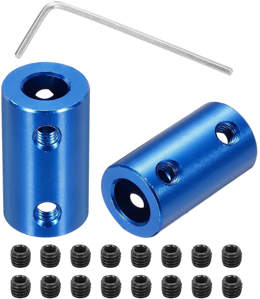 Stijve schroefkoppeling 7 mm tot 8 mm askoppeling connector L 25 mm x D 14 mm stalen verbindingsstuk stijve koppeling set voor 3D-printer DIY encoder met 16 schroeven, 4 stuks