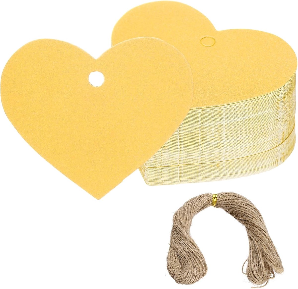 Cadeaulabels met koord, 200 stuks hartvormige blanco papieren labels, geschenkverpakking, hangende etiketten met jute touw voor verjaardagsfeestjes bruiloft Valentijnsdag doe-het-zelf