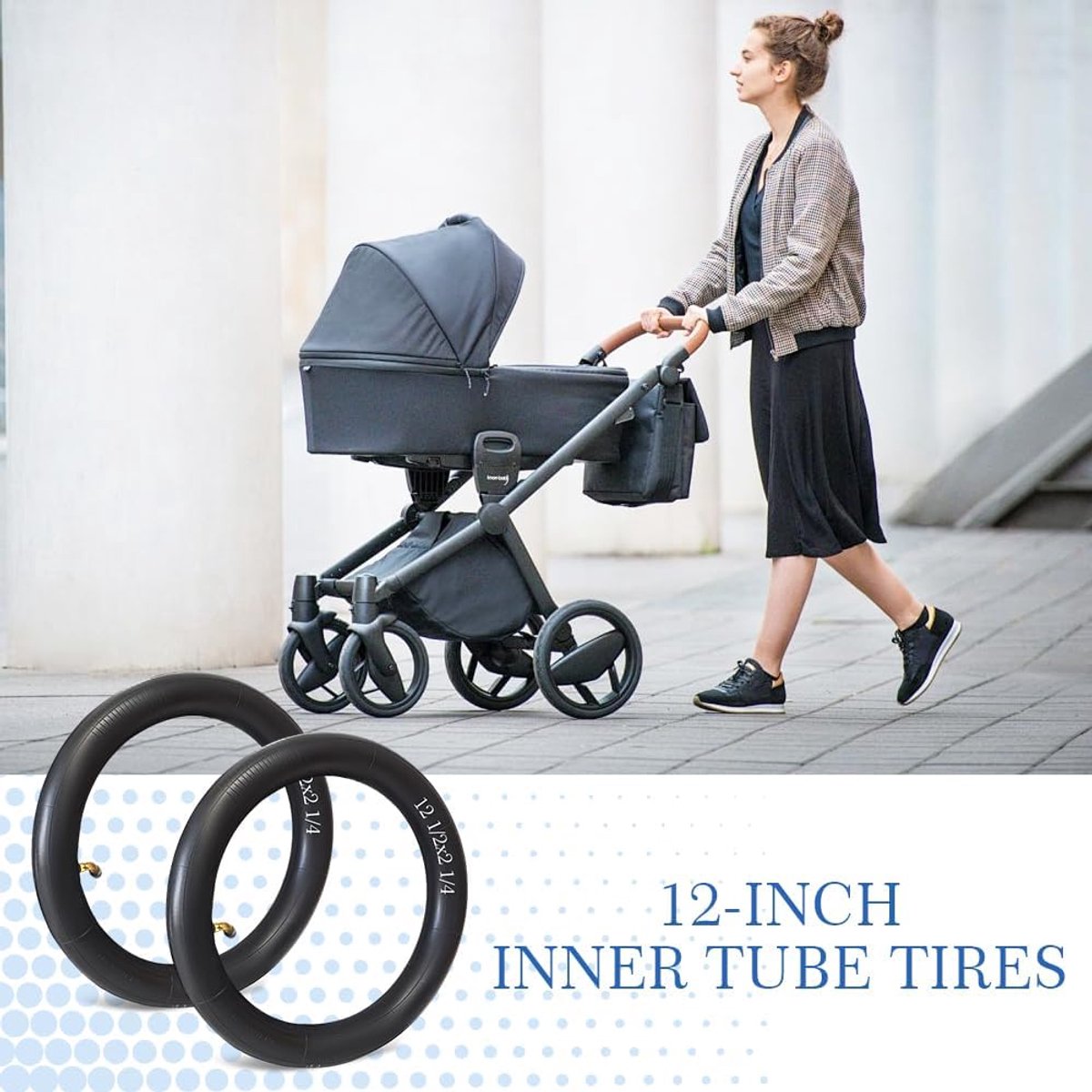 Banden binnenband 12 1/2 X2 1/4, loopfiets banden reserveslang met 2 hoekventiel incl. 2 montagehendels reservebanden verdikte voor kinderwagen, kinderfiets, elektrische