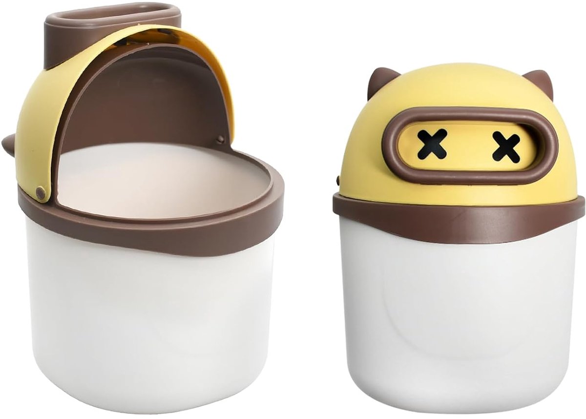 Set van 2 mini-tafelafvalemmers met deksel, kleine afvalemmer voor kinderkamer, compacte afvalemmer voor thuis en op kantoor