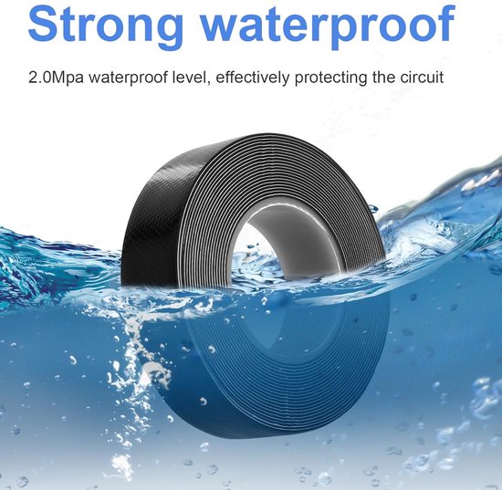 Isolatietape, 2 rollen, hoogspanning, 10 kV, waterdichte schaar, bevat 5 m x 23 mm x 0,8 mm dik hechtend, voor huis, tuin, auto, kabel, bouwplaats, outdoor, camping, outdoor — afbeelding 3