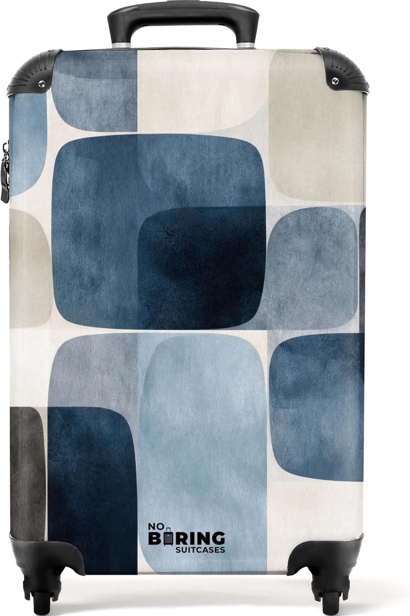 Koffer handbagage 55x35x20cm - blauw patroon - lichtgewicht en wendbaar - ideaal voor reizen - ShopVlot