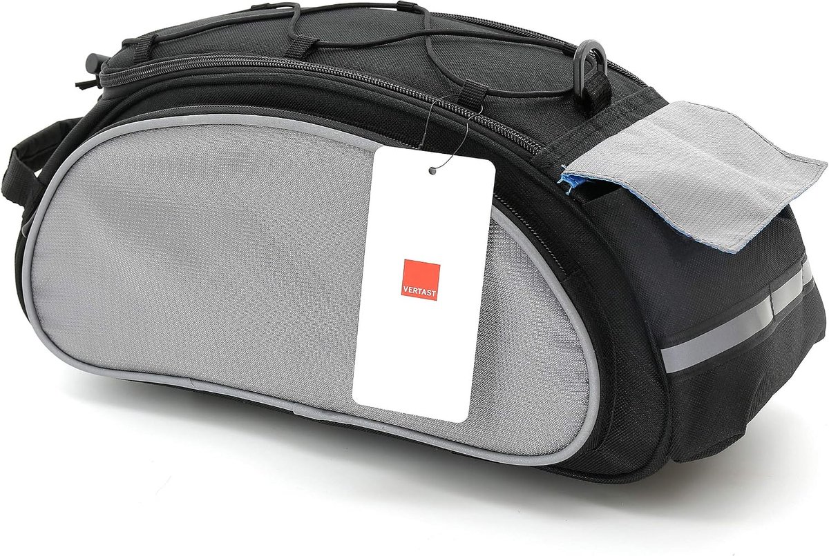 SnelShoppen - Fietstas Achtertas Luggage Bag Zwart - Ruime Fietstas met Reflecterende Lussen en Snelle Bevestiging - Ideaal voor Fietsreizen en Dageli