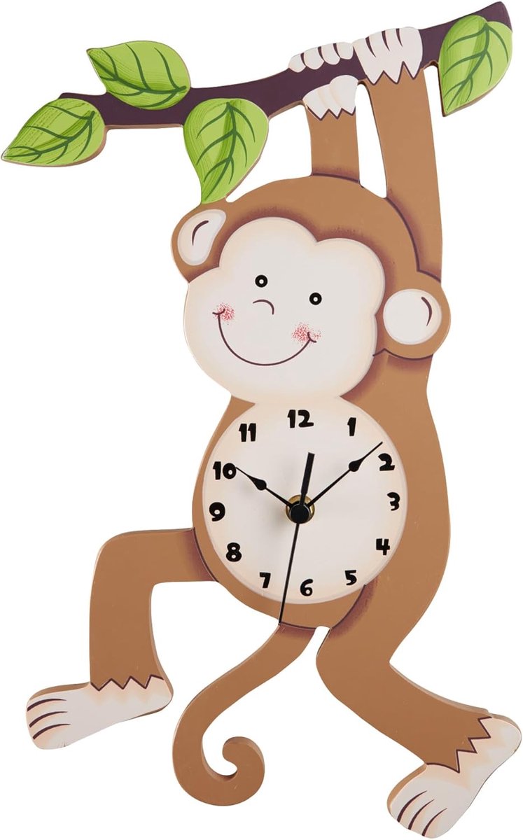 Wandklok Sunny Safari - Handgeschilderd - Kleurrijk ontwerp - Perfect voor kinder- en speelkamers - SnelShoppen