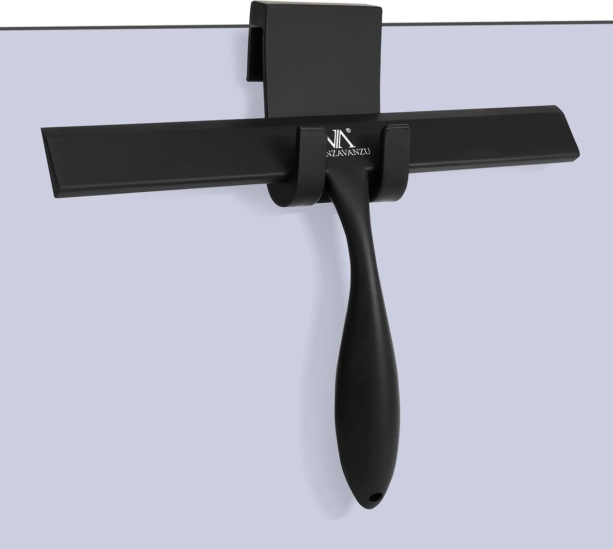 SnelShoppen - Doucheglasdeur Trekkertje 28 cm - Silicone Raamwisser met Antislip Handvat - Wandhaak zonder Boren - Voor Tegels, Spiegels - Zwart