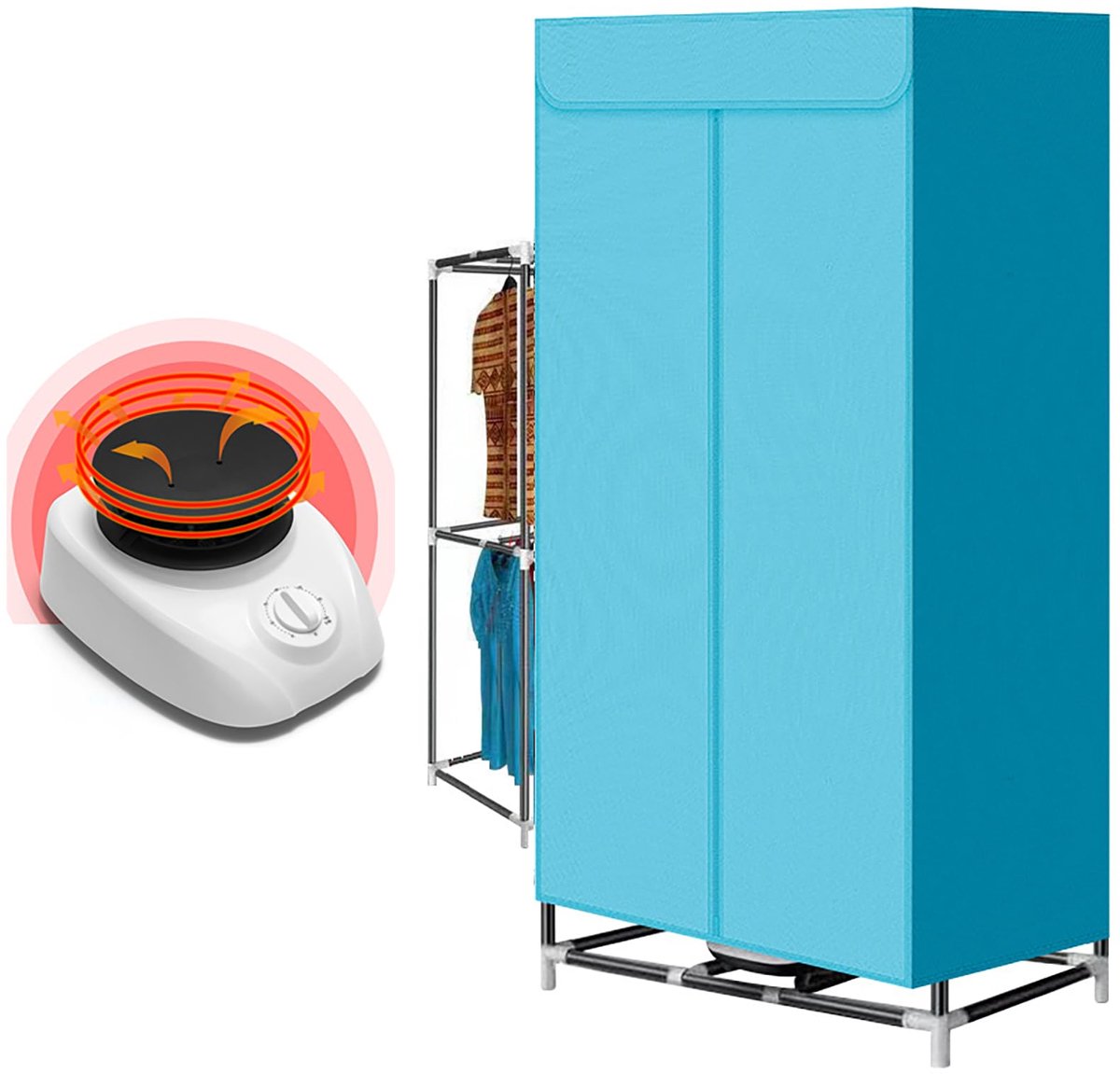 SnelShoppen - Draagbare Kledingdroger 1000 W, Elektrische Mini-Wasdroger, Warme Luchtdroger voor Thuis, Camper en Reizen, Energieklasse A met EU-stekk