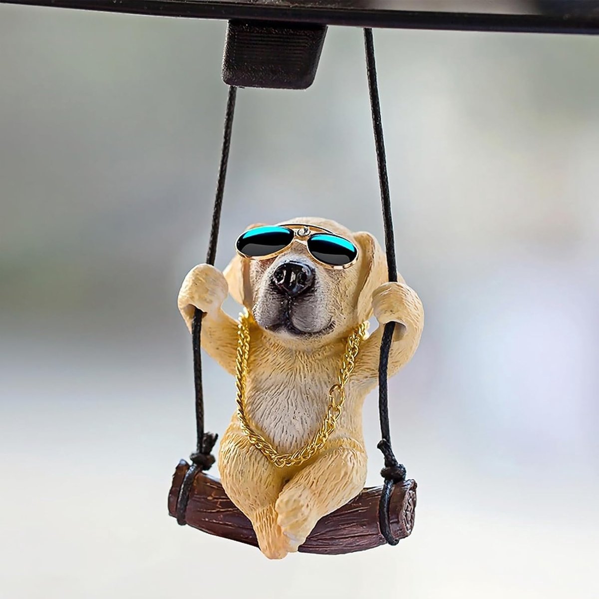 swingende gouden retriever auto hanger, auto achteruitkijkspiegel opknoping ornament hond auto interieur woondecoratie accessoires verjaardagscadeau voor familie vrienden verjaardagscadeau voor
