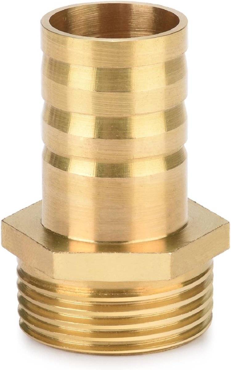 Slangtuit messing, messing slangaansluiting stekker adapter 3/4 inch AG x 3/4 inch tuit (19 mm) 1 stuk