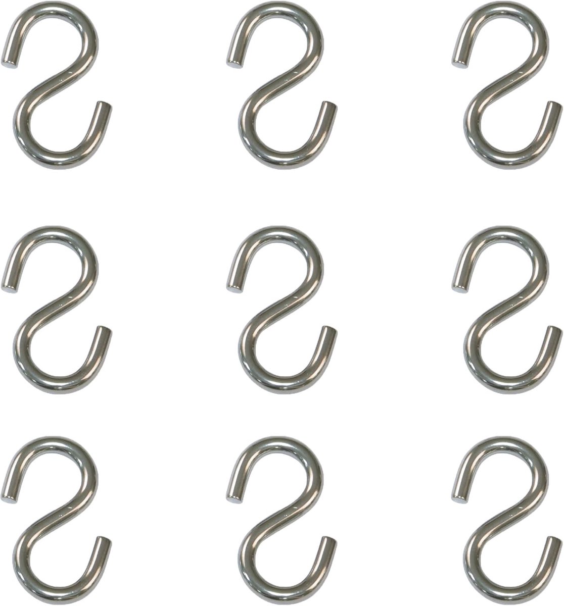 - Set van 6 open S-vormige haken model 30165 voor het ophangen van gereedschap of keuken- en doe-het-zelfbenodigdheden, voor het verbinden van touwen, kettingen of linten
