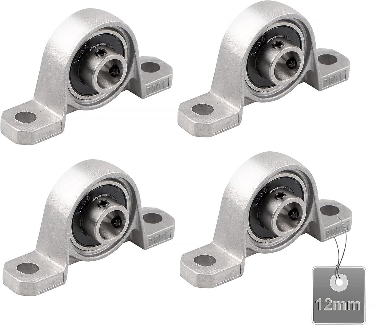 4 Stuks Kussenblok Lagers, Kogellagers Met Zinklegering En Massief Gietijzeren Basis (Maat: 12 mm)