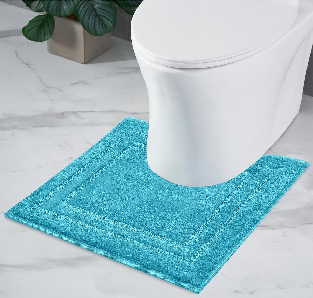 Badmat Anti-Slip | Super absorberend en machinewasbaar | Te combineren als badmat set | Voor de badkamer, douche, bad of als WC mat | Turkoois - 45x45 cm WC
