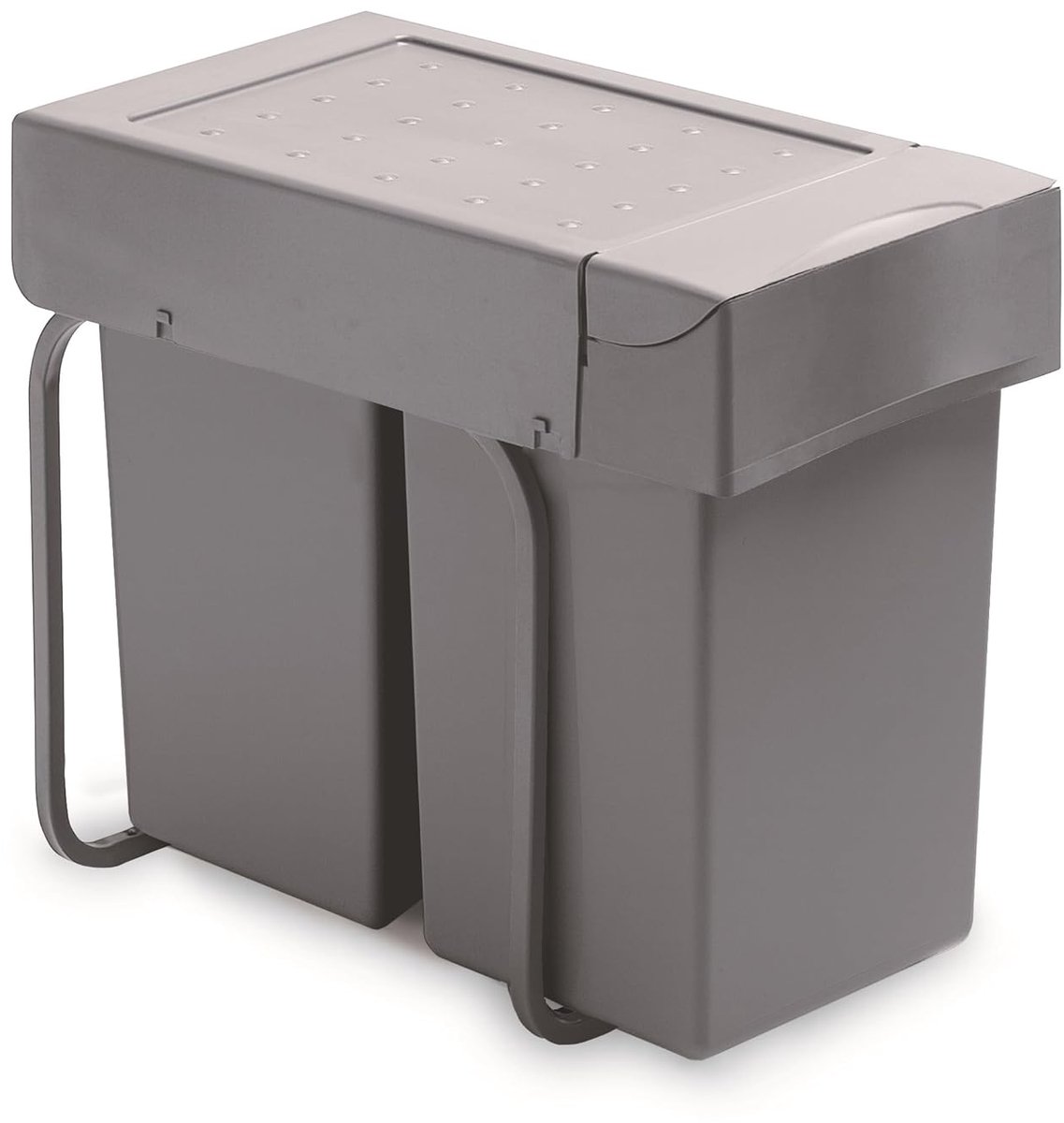 inbouw-afvalbak Double-Man 28 liter in aluminiumgrijs, gedeeltelijk uittrekbaar, keuken afvalemmer