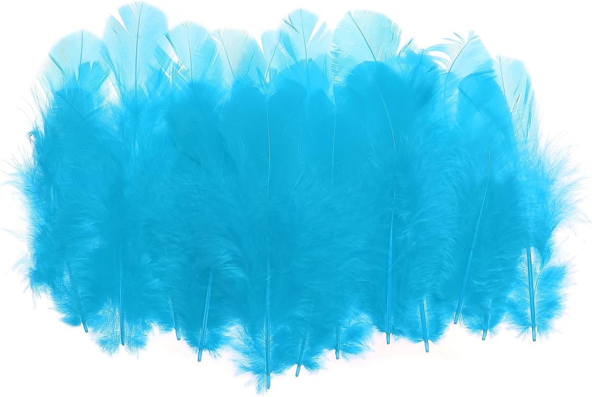 1,5-3 Inch Zadel Hackle Haan Veer, 300 Stuks Bulk Natuurlijke Veren Pluizige Craft Veren voor Dromenvanger Oorbellen Hanger, Lake Blue