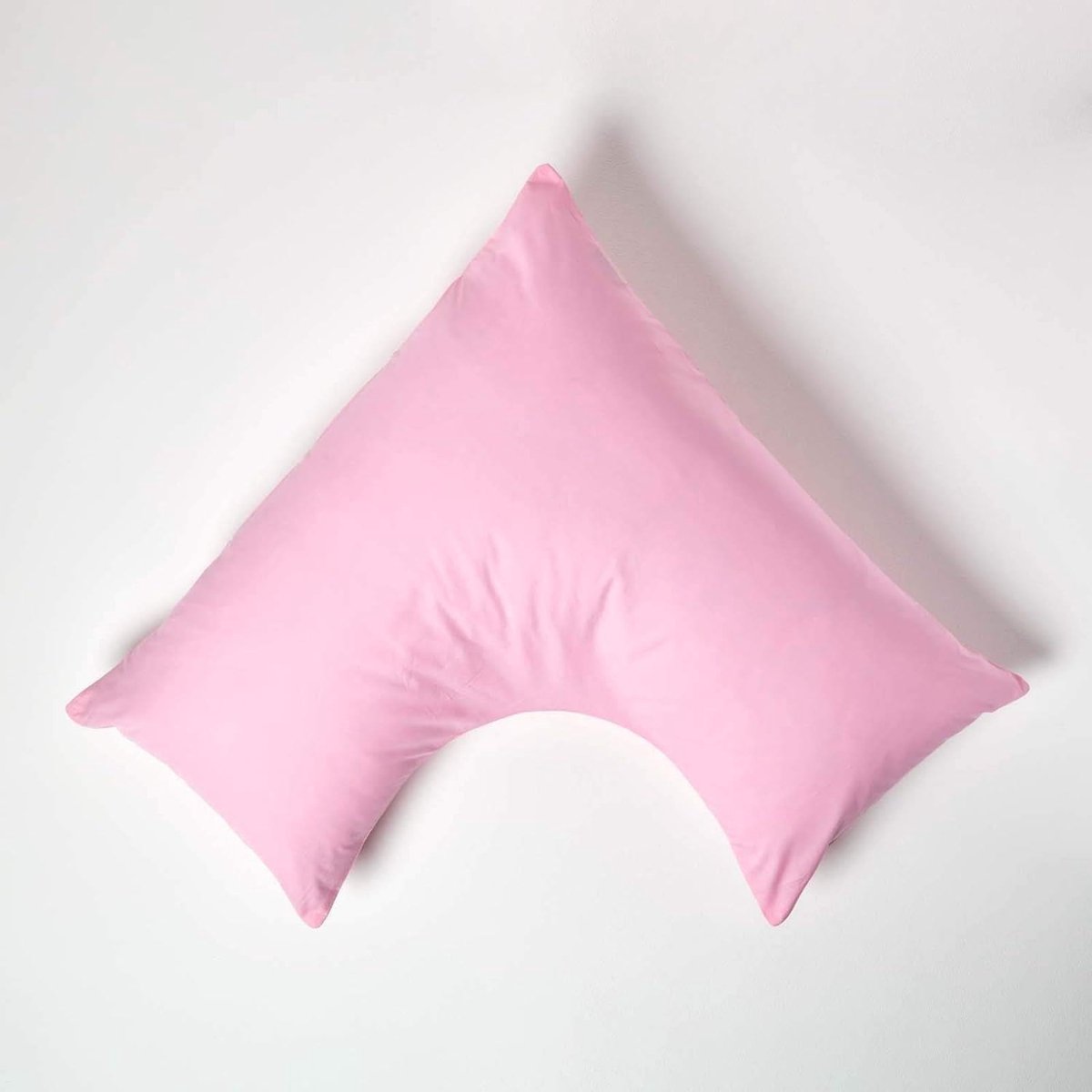 Roze puur Egyptische katoenen V-vorm kussensloop, 200 en 400 draadtelling percal equivalent kussensloop voor borstvoeding zwangerschap en ouderen Pack van 2