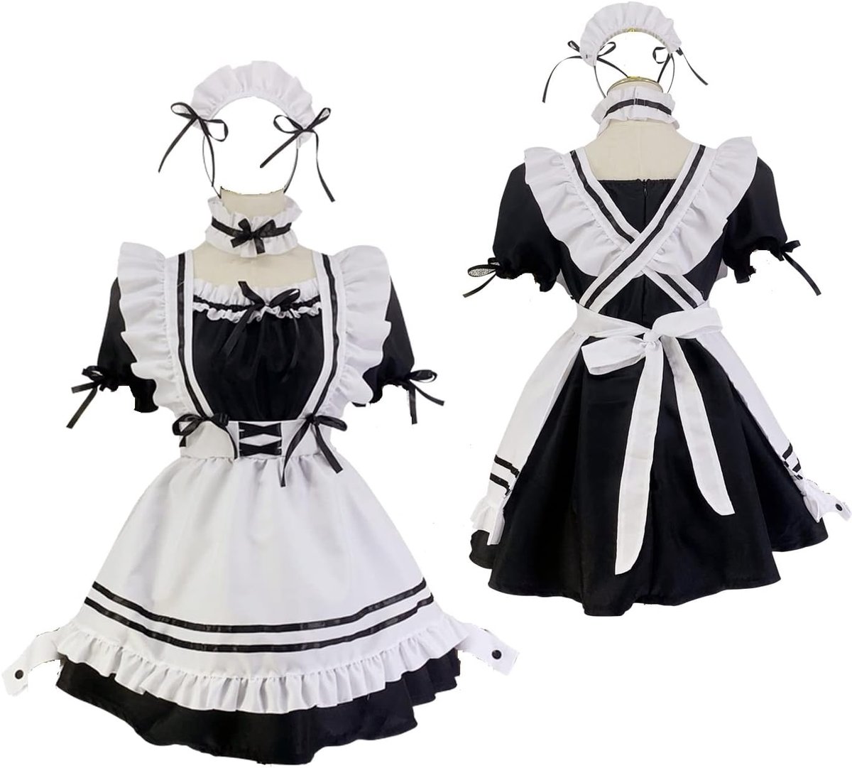 Japanse Anime Sissy Maid Jurk Anime Frans Maid Schort Lolita Fancy Dress Set