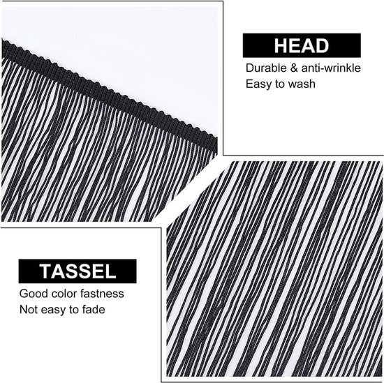 6 cm franje trim voor naaien, 9,1 m polyester zwart kwastje trim franje kettingtrim lint voor Latijns-Amerikaanse dansjurken, kleding, knutselen, DIY-kleding, lamp- en kussendecoraties — afbeelding 2