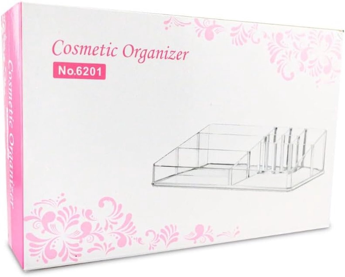 Make up Organizer met 9 Vakken - Make-up Organizer Transparant - Sieraden Makeup Cosmetica Opbergsysteem - Display Houder voor Lippenstift / Nagellak / Brushes / Visagie - Make up kwasten / Sieraden etc. - Decopatent