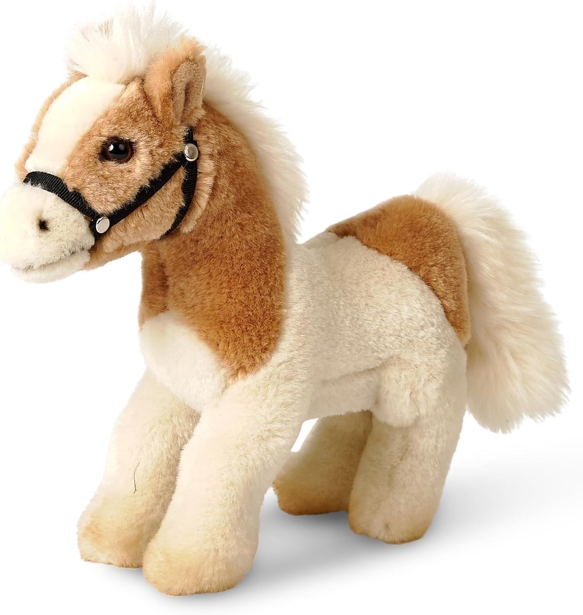- Paard, staand, beige-wit (zonder zadel) - 23 cm (lengte) - pluche paard - pluche dier, knuffeldier