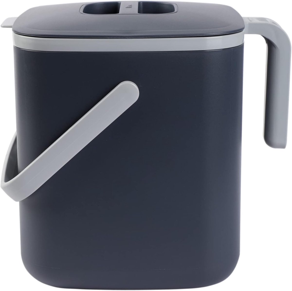 GINKGO Compostbak voor in de keuken - gemakkelijk schoon te maken voedselafvalbak voor keuken met handgrepen | Compostbak voor aanrecht, keuken, voedselschrootemmer | Made in Korea (5 L) - grijs