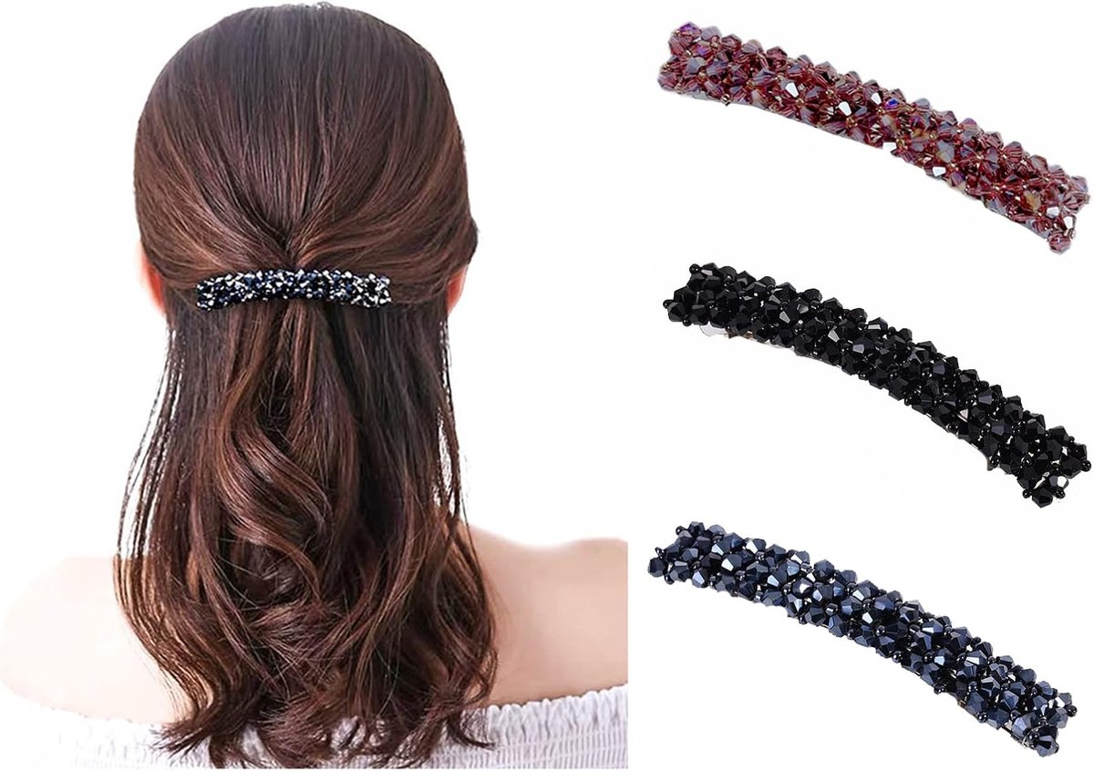 Haarspelden voor dames, kristallen haarspelden voor dun haar, dik haar, rechthoekig, Franse automatische haarspelden, haarspeld bloem, grote haarclips, haaraccessoires voor vrouwen