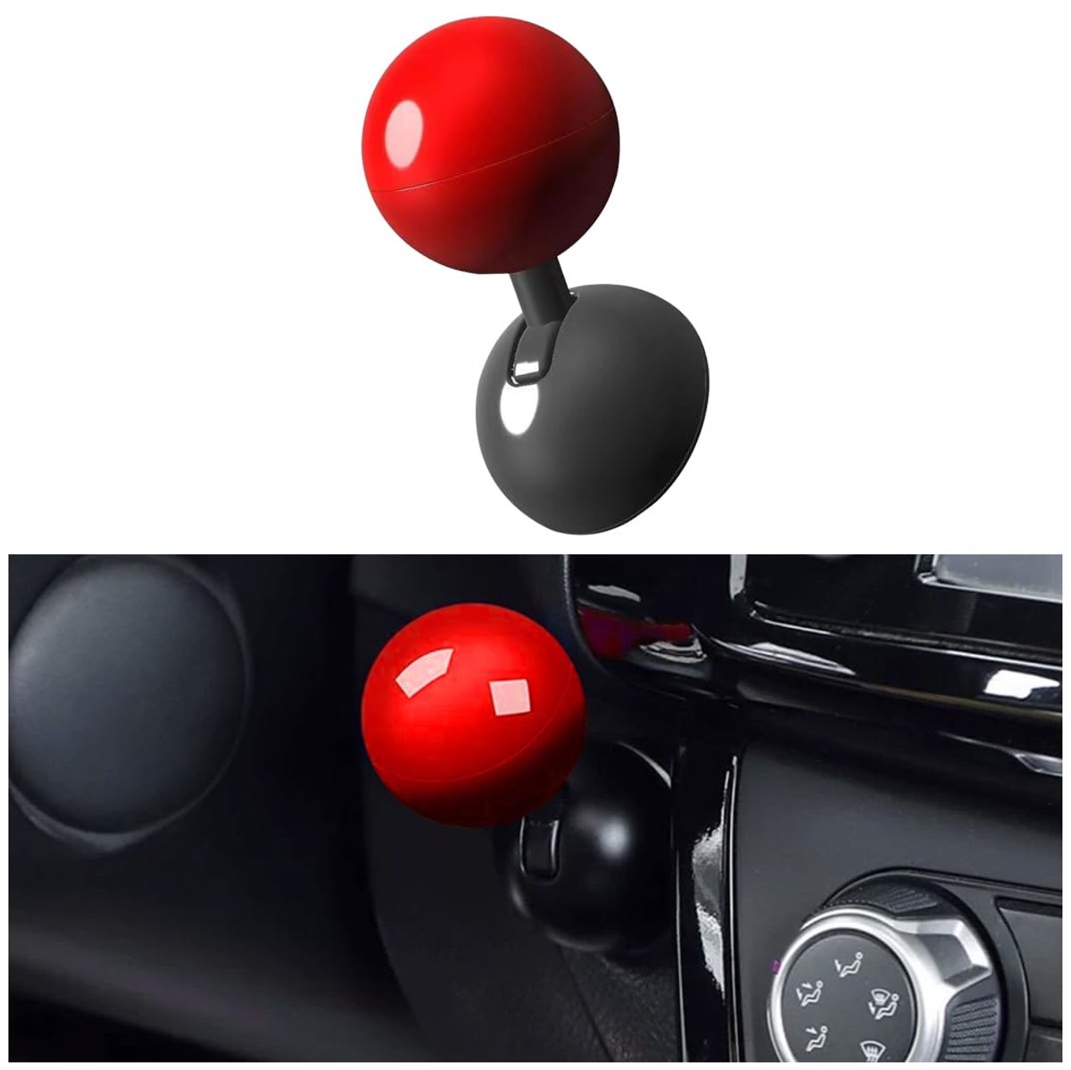 Start-stopknop voor auto, stopknop, knop voor auto, drukknop voor auto, startknop, joystickbal, auto-startknoppen, start, decoratieve accessoires (rood)