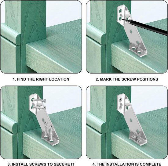 20 stks Universele Roestvrij Stalen Meubels Hoek Connector, Meubelhoek Braces Hoek Corne Beugels, Zilveren Hoek Beugels Voor Houten Meubels Kast Tafel Muur — afbeelding 4