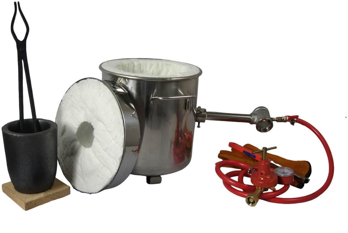 6KG Propaan-smeltoven met Tiegeln, tang en handschoenen, smeltoven voor metaal goud zilver koper aluminium volledig gietgereedschapsset