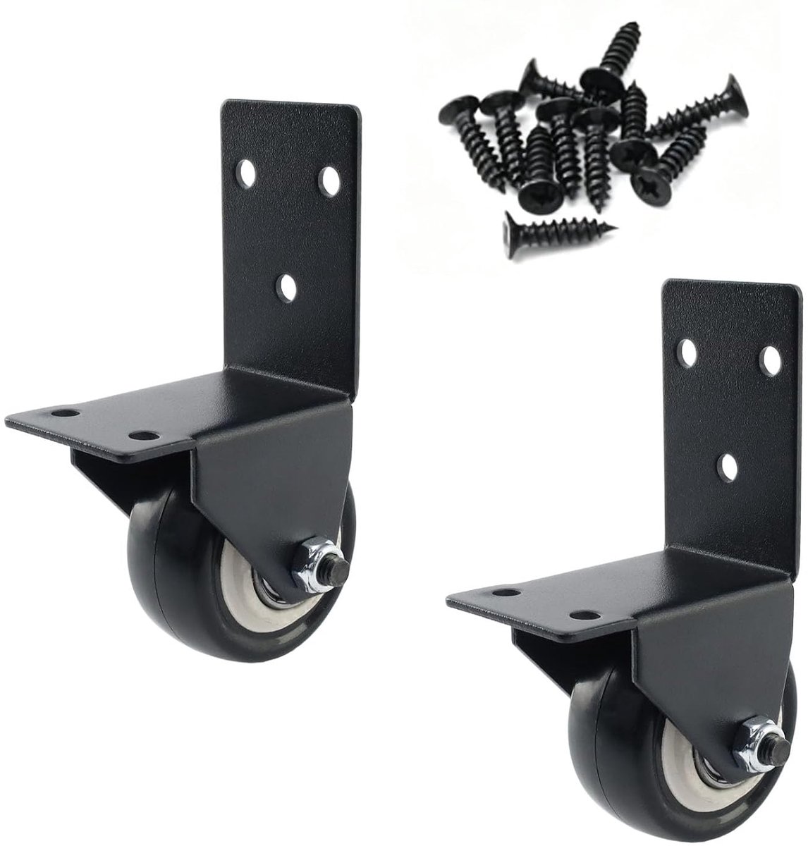 2 stks Swivel Caster wielen met L-vorm plaat, 6 cm stille zwenkwielen vervanging, zwart