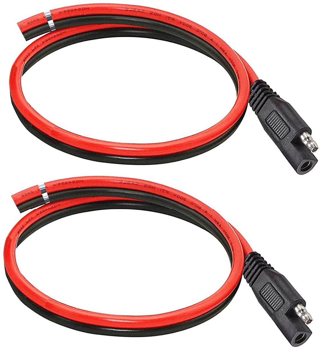 SAE-Aansluiting en Verlengkabel - 10 AWG Zonnepaneel, 1 FT 2-Pins Snelaansluiting voor Tender, Motorfiets, Auto's, Tractor (2 Stuks, 30 cm)