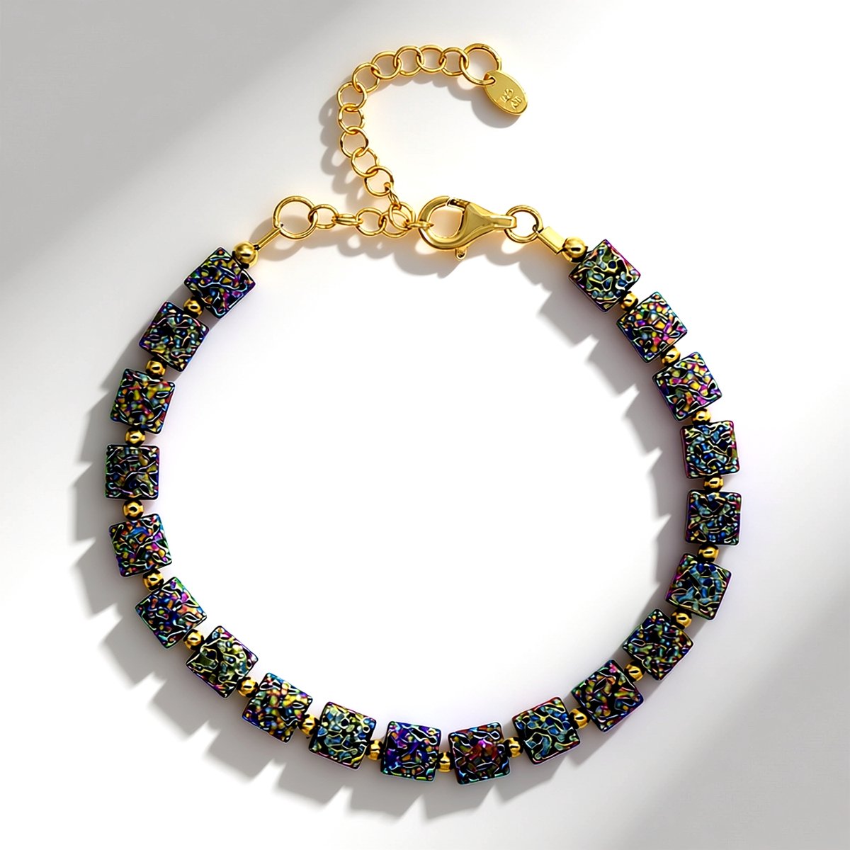 Cavill - Zilveren Armband - 925 Sterling Zilver Verguld - Mystieke Hematiet 37,472 ct - Verstelbare Luxe Armband Dames - Elegant & Mystiek
