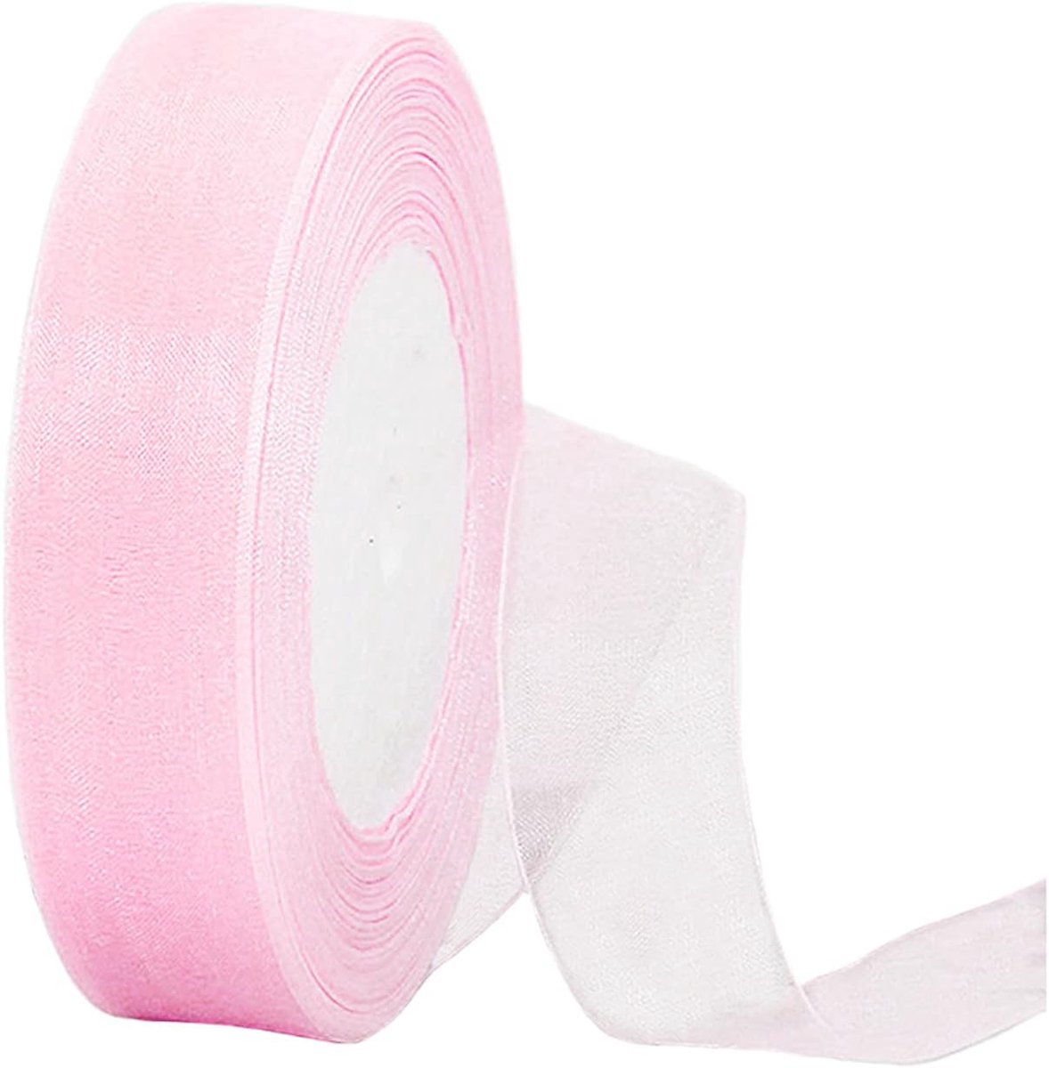 Macaron Roze Organza Chiffon Lint 20mm voor Geschenkverpakking, 45m Helder Chiffon Haarlint voor Verjaardagen, Bruiloften, Kerstmis, Knutselen