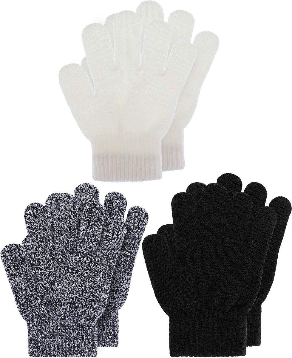 Handschoenen gebreide kinderen warm fleece gevoerd touchscreen thermische peuter handschoenen voor tienermeisjes jongens, Klassiek, L