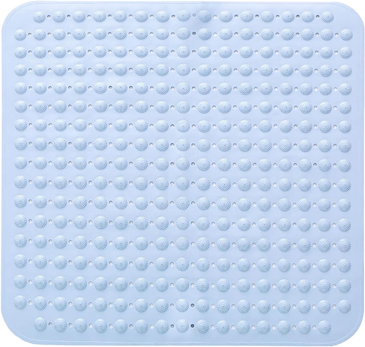 Douchemat, antislip mat 48 x 48 cm met zuignappen, machinewasbaar, vierkant, lichtblauw