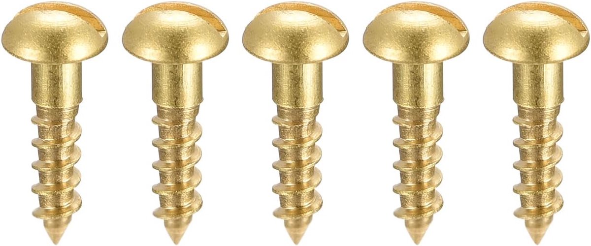 Houtschroeven M2,5 x 10 mm sleuf ronde kop messing plaatschroef