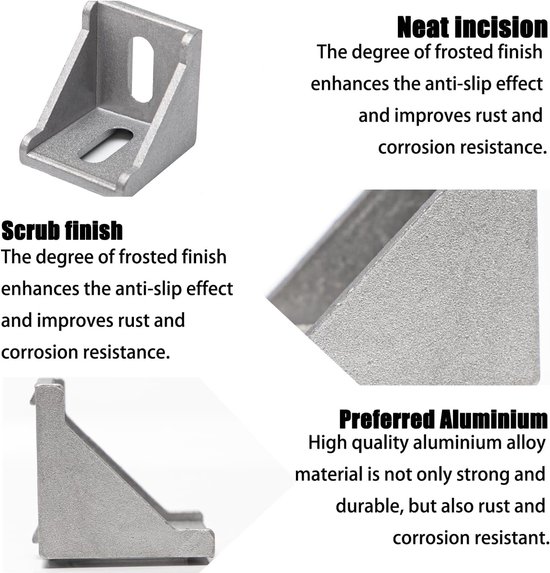 10 stuks 4040 hoekhouders van aluminiumlegering zilver bevestigingsprofiel hoekconnector van aluminium aansluiting voor haakse 90 graden met sluitring en M6 inbusschroef — afbeelding 2