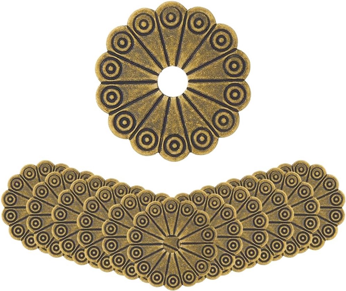 12 stuks Ronde Messing Achterplaat Wasmachines Antiek Brons Pakking 32 mm Klassiek Meubelhardware Toebehoren voor Lade Dressoir Kast Decoratie