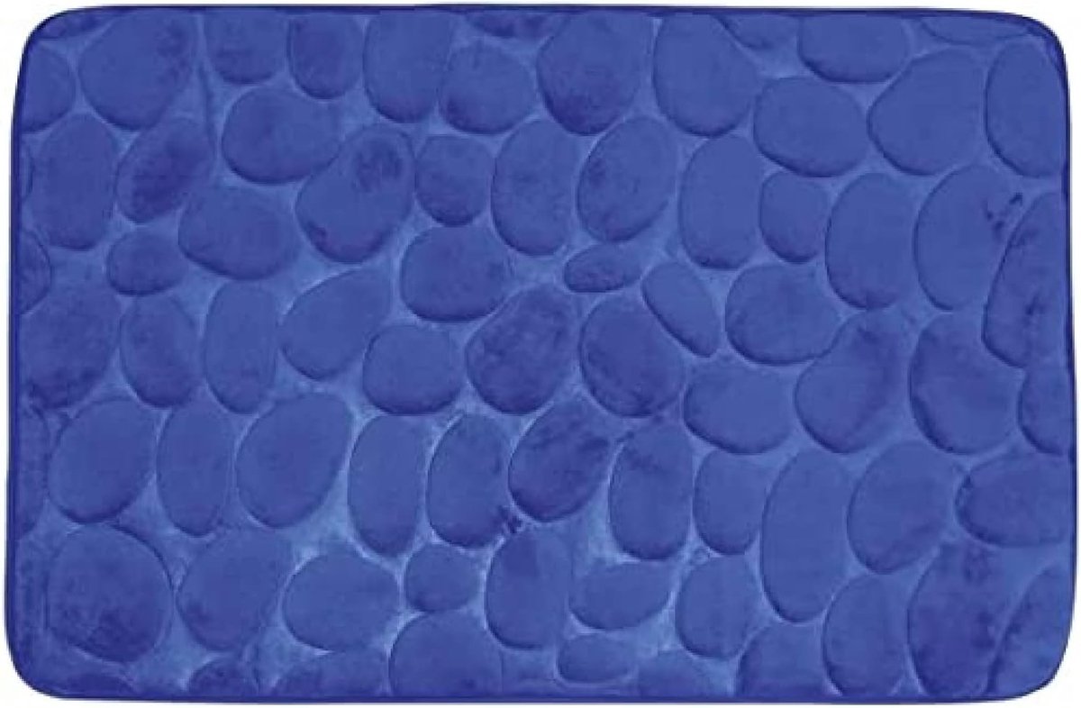 Badmat, badmat, douchemat, kiezelsteen, badmat, wasbaar, sneldrogend, antislip, 40 x 60 cm, blauw