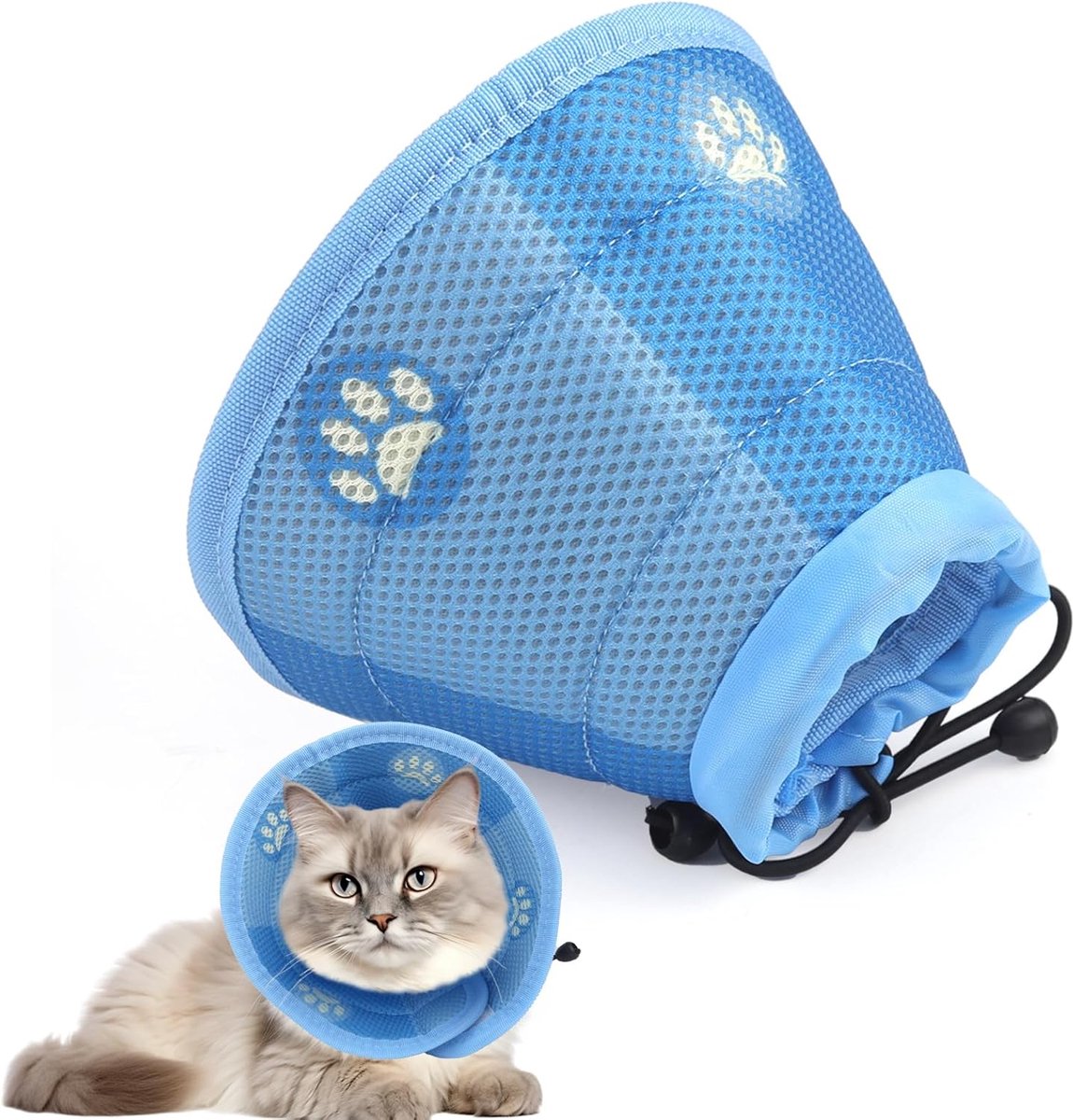 Halsrause Beschermende Kraag voor Katten - Verstelbare Zachte Herstel Halsband Trechter Na Operatie en Letsel (M)