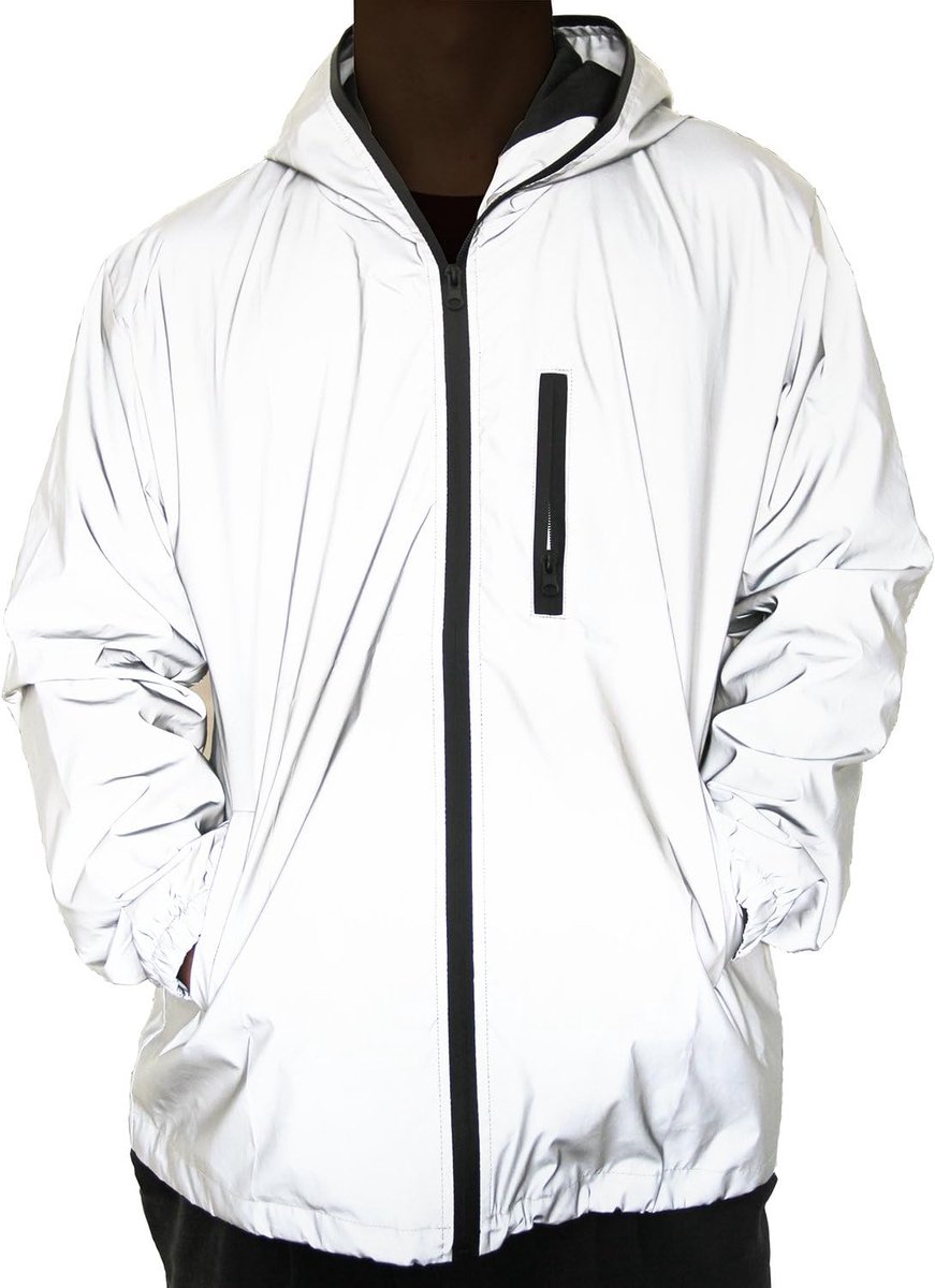 Mannen Reflecterende Jas Hooded Windjack Mode Runing Pocket Jacket
