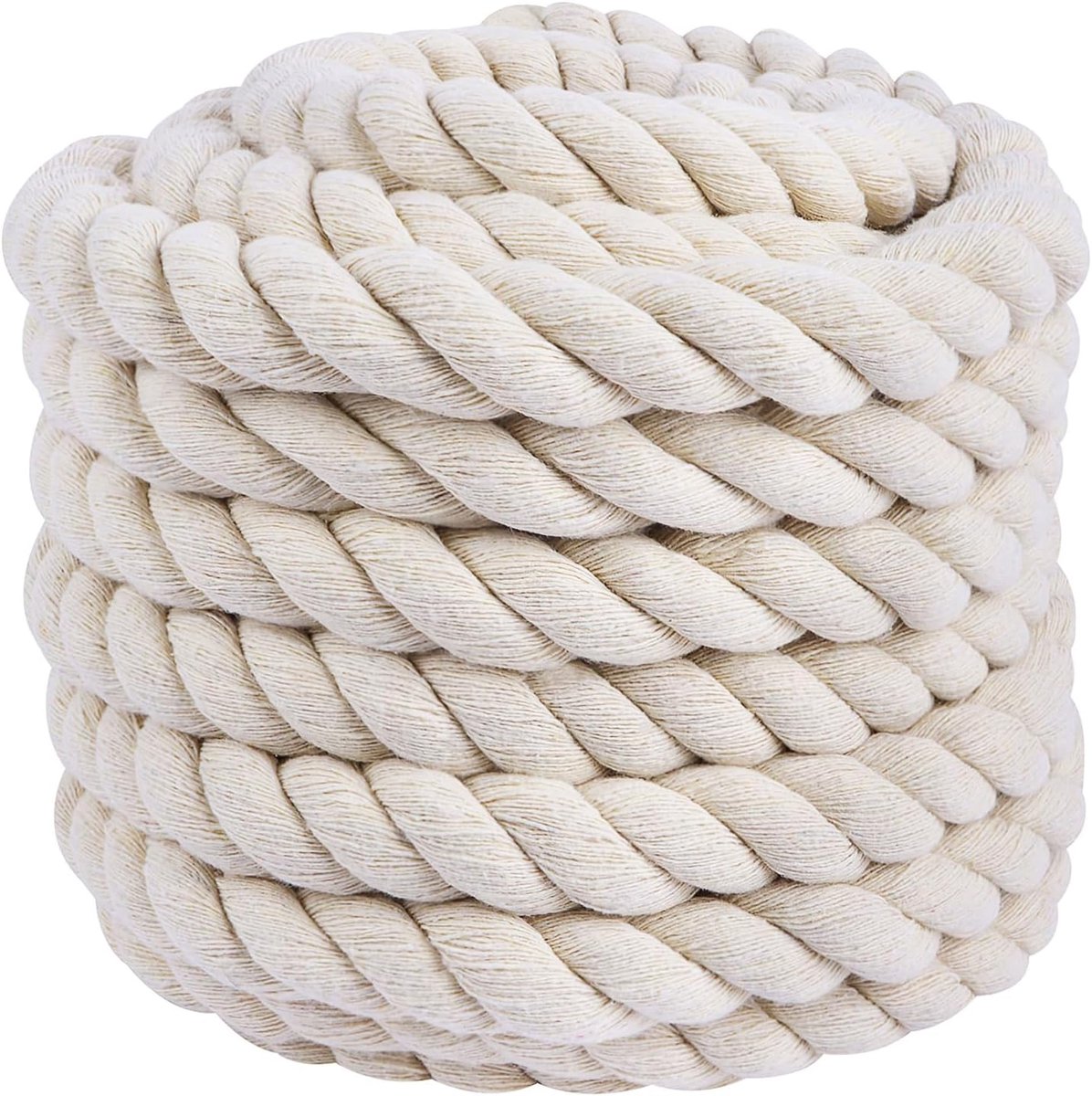 garen koordband katoenkoord 20 mm x 10 m touw origineel wit touw touw garen koordband katoenen touw Geschikt voor trapleuning DIY wandhangende droomvanger hondenspeelgoed touw (20MM 10M)