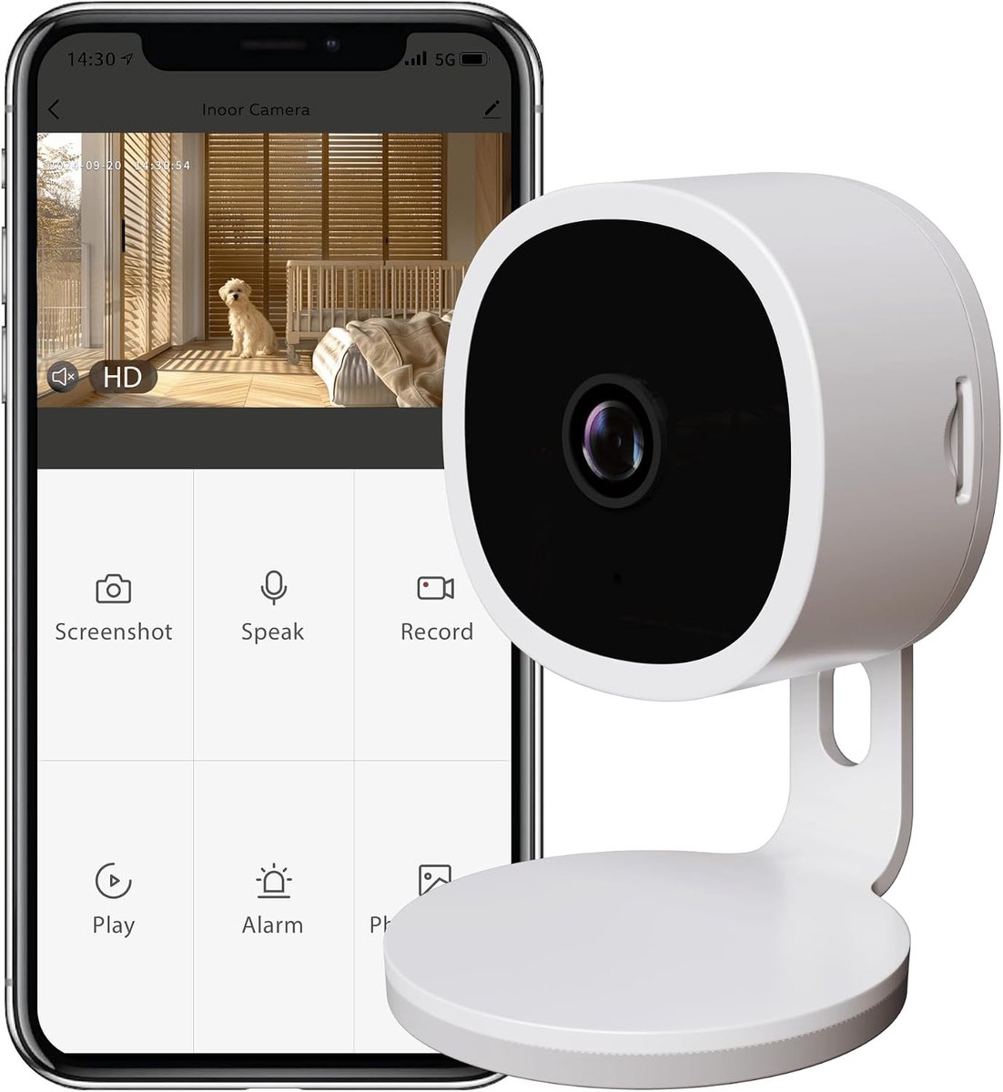 Slimme Bewakingscamera voor Binnen - Wifi Beveiligingscamera met 2-Weg Audio - Indoor IP Camera - 1080p (Full HD) - Wit (Versie 2)