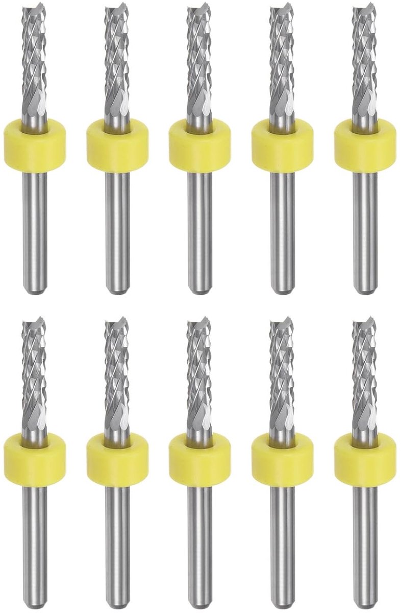 10 stuks freesbits 3 mm voor CNC-routers, hardmetaal, gereedschap voor het graveren van hout, freesmachine, PCB-printplaat, 1/8 inch rechte schacht