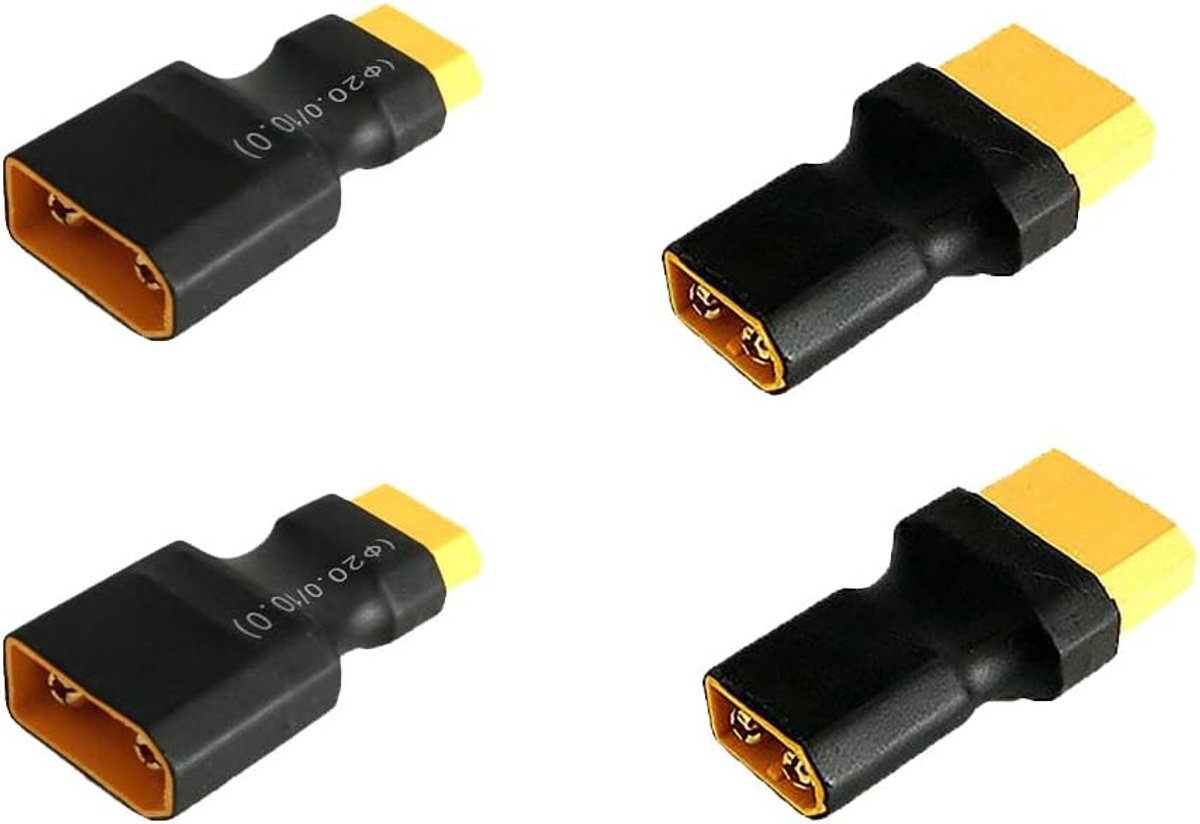 2 stuks XT90 mannelijke stekker naar XT60 vrouwelijke stekkeradapter en 2 stuks XT90-stekker naar XT60 mannelijke stekkeradapter voor RC Lipo ESC