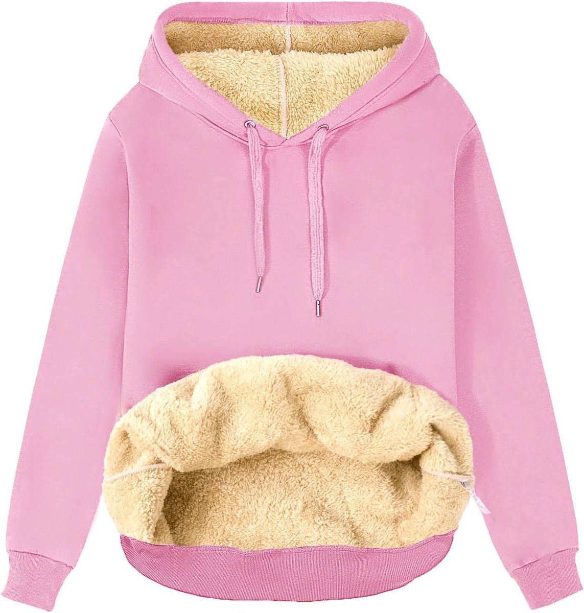 Dames fleece gevoerde hoodie winter casual trui effen hoodie thermische hoodie oversized sweatshirt dames trui met warme zakken