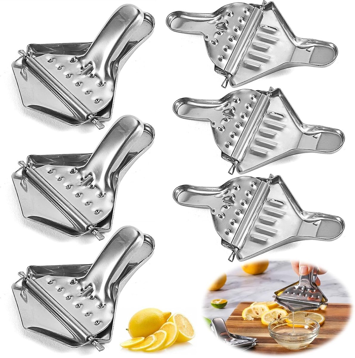 6 STKS Citroenpers, Handmatige Citrus Juicer, Roestvrij Staal, Draagbaar, voor Citroen Lime Juicer