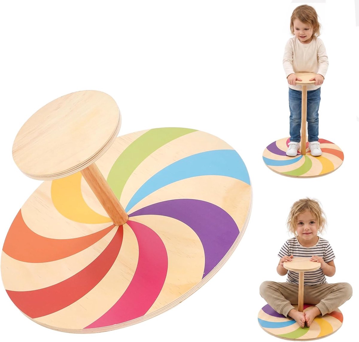 Kinderdraaistoel van hout, sensory balanstrainingsstoel, grote sensorische stoel, zitten en draaien